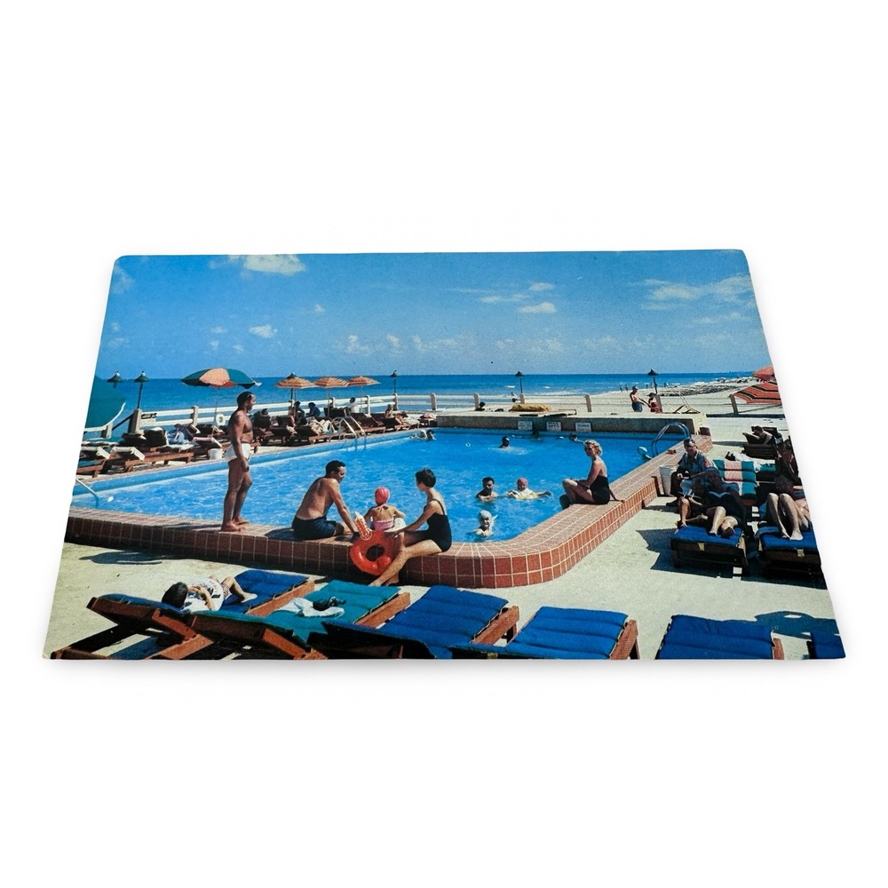 Vintage Tangiers Resort Motel Miami Beach Florida Unused Postcard Pool View